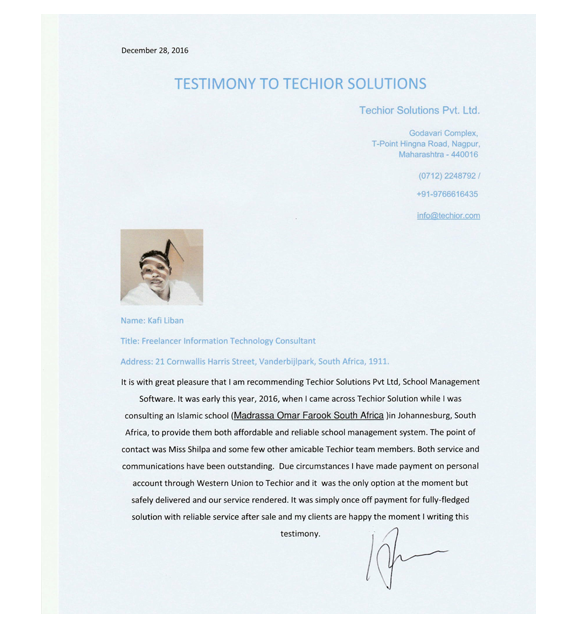 TechiorTestimonyinternationalclient