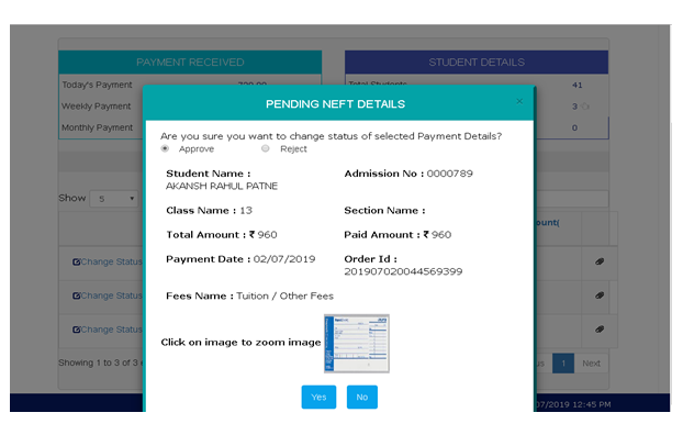 Pending NEFT Details