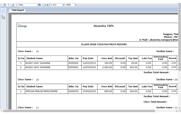 Different student Reports